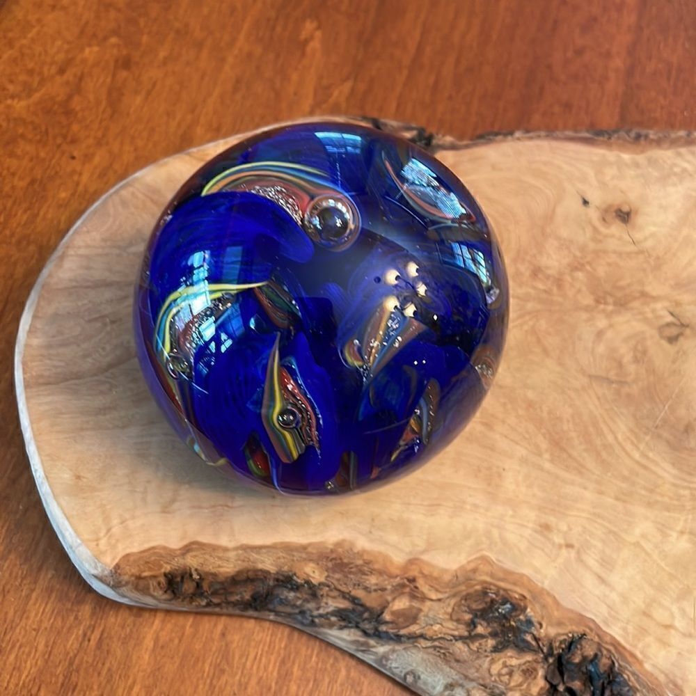 Belleau Art Glass Complex Scramble Paperweight